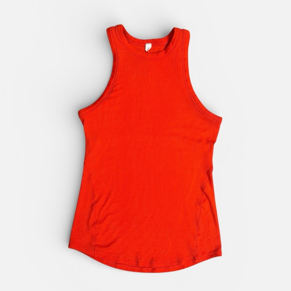 Lululemon Orange Ribbed Tank Top.